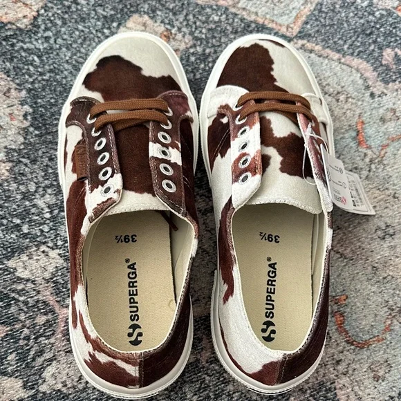 Superga Woman Brown and White Cow Print  Sneakers - Picture 4 of 7
